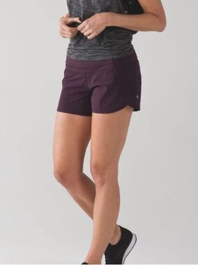 Lululemon Run Times Short 4-way Stretch 4" Black Cherry Workout Gym Athleisure-2